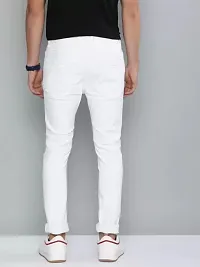 Stylish White Denim Solid Mid Rise Jeans For Men-thumb1