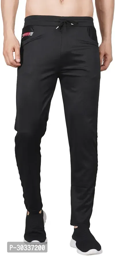 Mevan Comfortable Black Polyester Spandex Regular Track Pants For Men