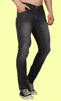 Stylish Cotton Blend Slim Fit Jeans For Men-thumb1