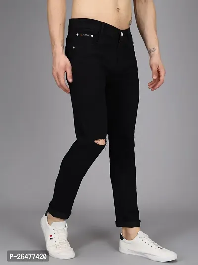 Stylish Black Denim Mid-Rise Jeans For Men-thumb5