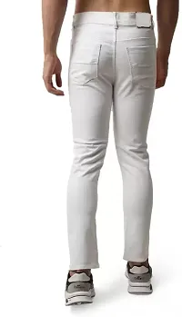 Stylish White Denim Solid Jeans For Men-thumb1