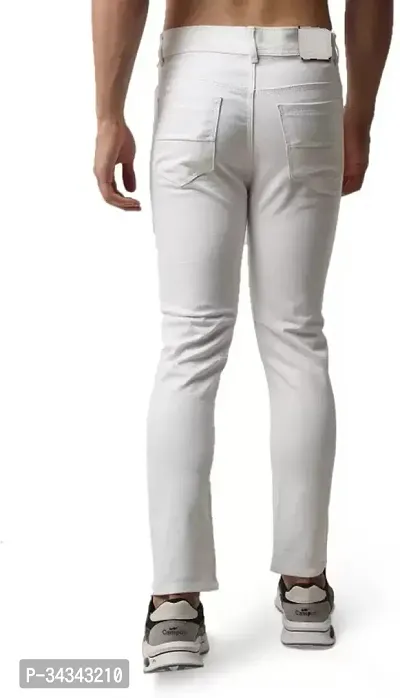 Stylish White Denim Solid Jeans For Men-thumb2