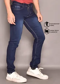 Classic Blue Cotton Solid Jeans For Men-thumb4