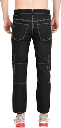 Stylish Cotton Blend Black Solid Mid Rise Jeans For Men-thumb1