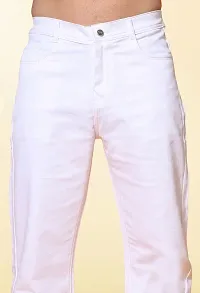 Stylish White Denim Solid Mid-Rise Jeans For Men-thumb3