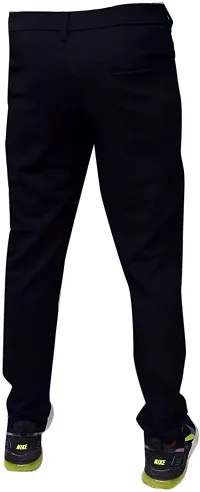 Mevan Stylish Black Cotton Blend Solid Regular Fit Trouser For Men-thumb1