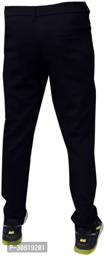 Mevan Stylish Black Cotton Blend Solid Regular Fit Trouser For Men-thumb2