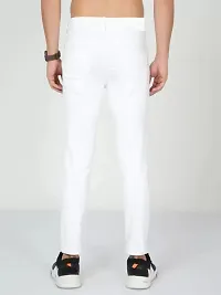 Stylish White Cotton Blend Mid-Rise Jeans For Men-thumb1