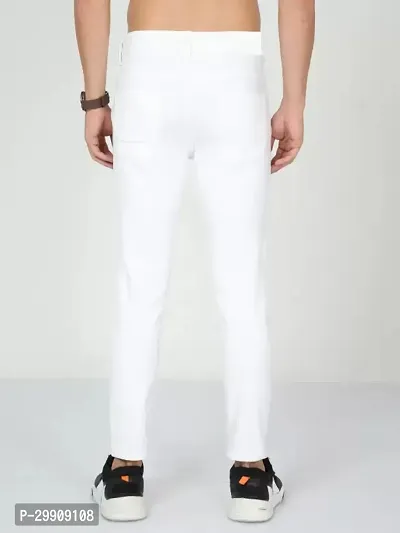 Stylish White Cotton Blend Mid-Rise Jeans For Men-thumb2