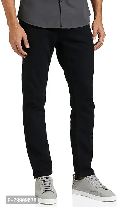 Stylish Black Cotton Blend Mid-Rise Jeans For Men-thumb0