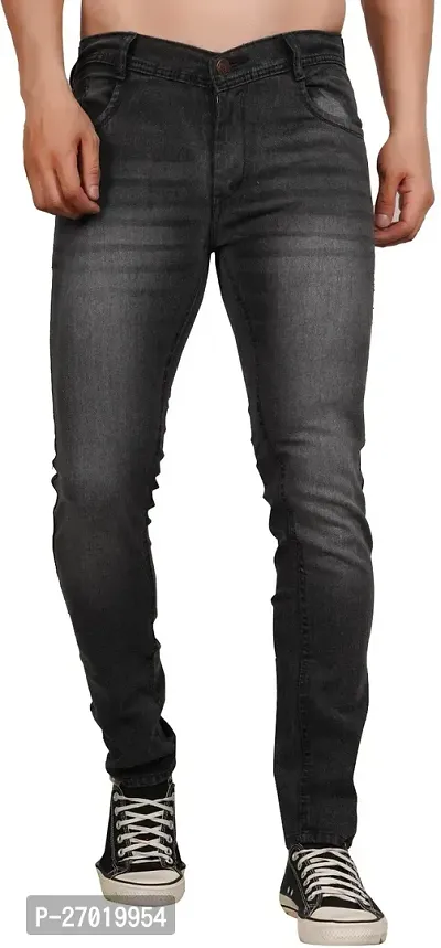 Stylish Cotton Blend Slim Fit Jeans For Men-thumb0