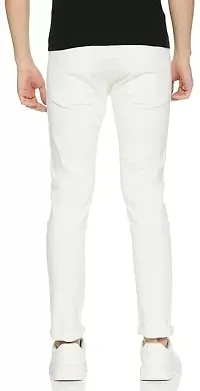 Stylish White Denim Solid Jeans For Men-thumb1