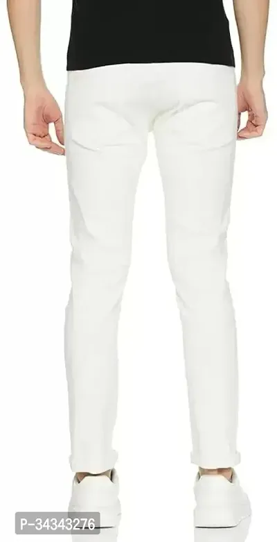 Stylish White Denim Solid Jeans For Men-thumb2