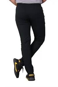 Stylish Black Lycra Blend Regular Track Pants for Men-thumb1