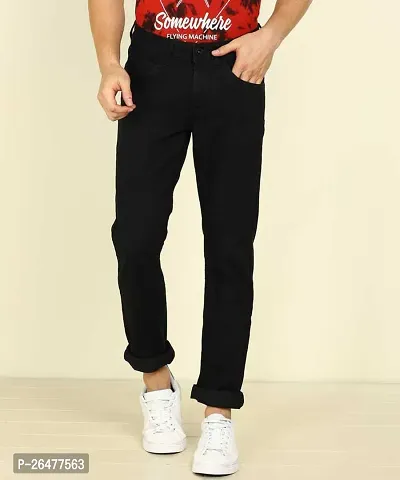 Stylish Black Denim Mid-Rise Jeans For Men-thumb0