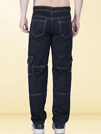 Stylish Black Denim Solid Mid-Rise Jeans For Men-thumb1