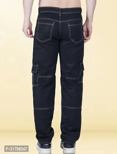 Stylish Black Denim Solid Mid-Rise Jeans For Men-thumb2