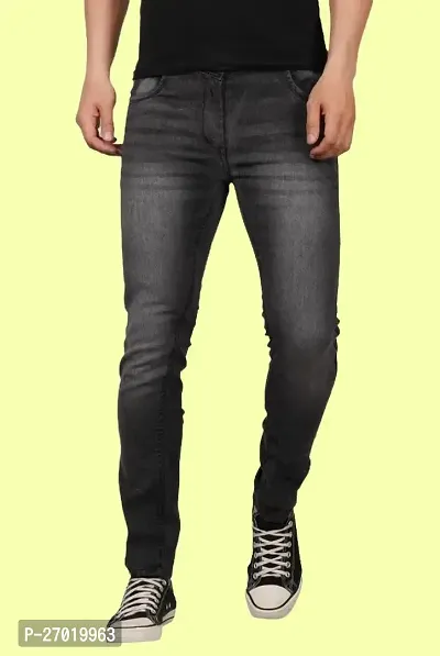 Stylish Cotton Blend Slim Fit Jeans For Men-thumb0