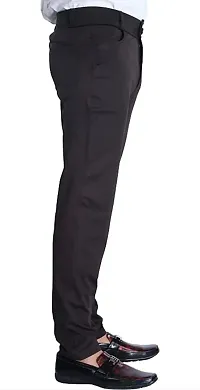 Mevan Stylish Black Lycra Blend Solid Regular Fit Trouser For Men-thumb2