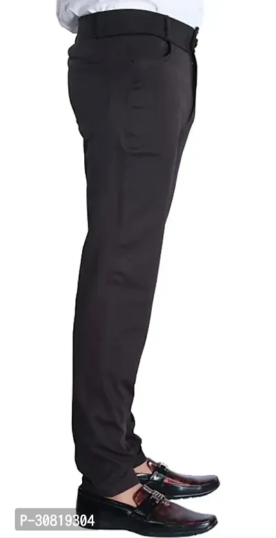 Mevan Stylish Black Lycra Blend Solid Regular Fit Trouser For Men-thumb3