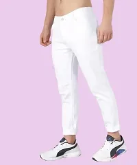 Stylish White Denim Solid Mid-Rise Jeans For Men-thumb2