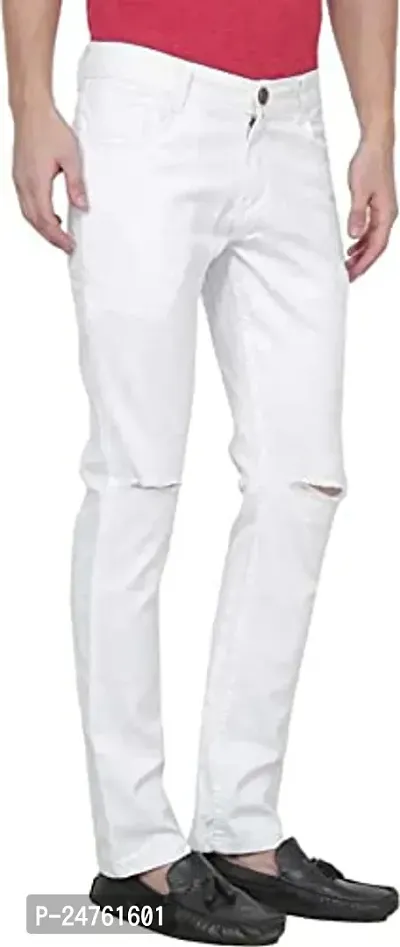 COMFITS Men's | Boys | Knee Cut Casual Stylish Jeans (36, White)-thumb3