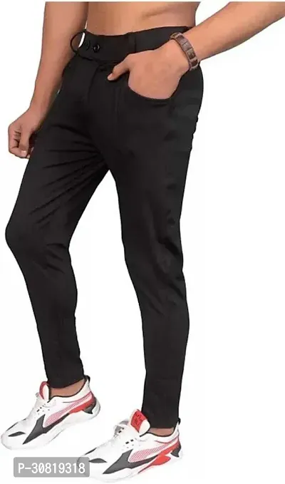 Mevan Stylish Black Lycra Blend Solid Regular Fit Trouser For Men-thumb4