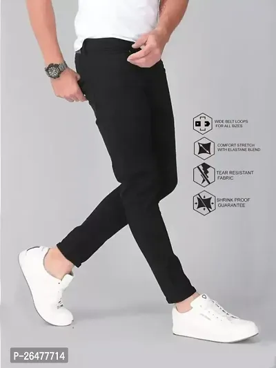 Stylish Black Denim Mid-Rise Jeans For Men-thumb3