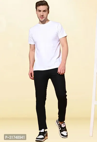 Stylish Black Denim Solid Mid-Rise Jeans For Men-thumb3