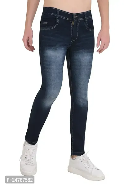 COMFITS Men's Blue Stretchable Regular Tapered Slim fit Jeans(MBLP-003) (32)-thumb0