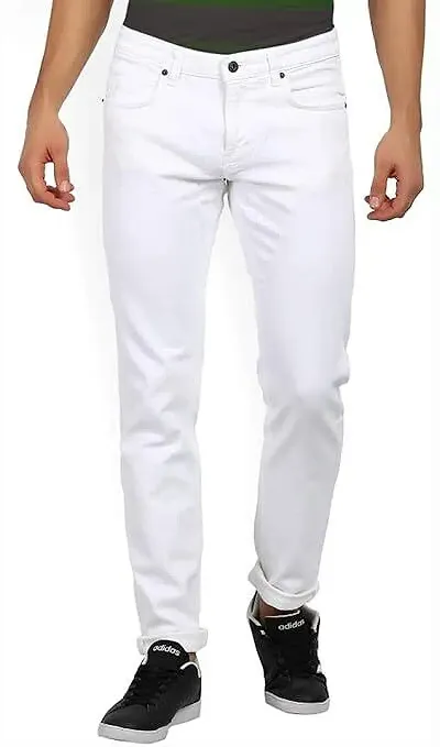 M.Weft Awesome Trendy Slim Fit White Men's Jeans Made by Denim