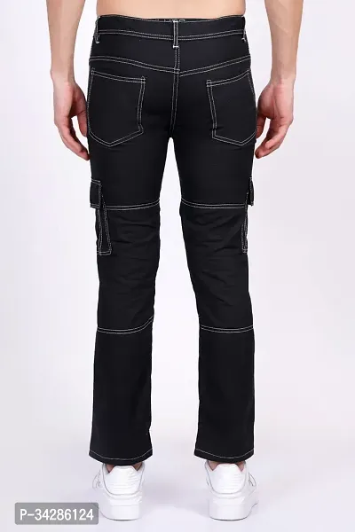 Stylish Denim Black Straight Fit Mid-Rise Jeans For Men-thumb2