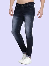 Classic Blue Cotton Blend Solid Jeans For Men-thumb2