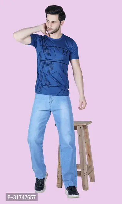 Stylish Blue Denim Solid Mid-Rise Jeans For Men-thumb3