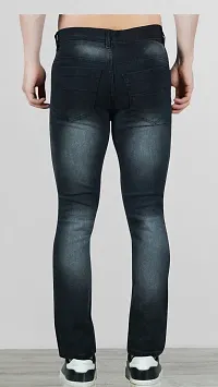 Elegant Grey Denim Distress Mid-Rise Jeans For Men-thumb1