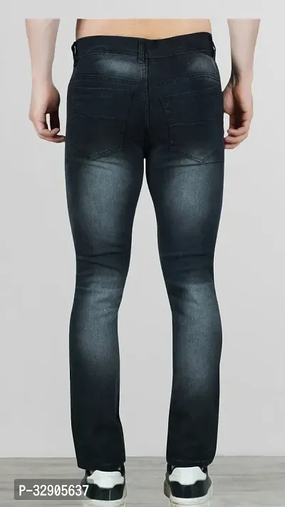 Elegant Grey Denim Distress Mid-Rise Jeans For Men-thumb2