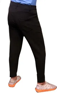 Mevan Stylish Black Lycra Blend Solid Regular Fit Trouser For Men-thumb1