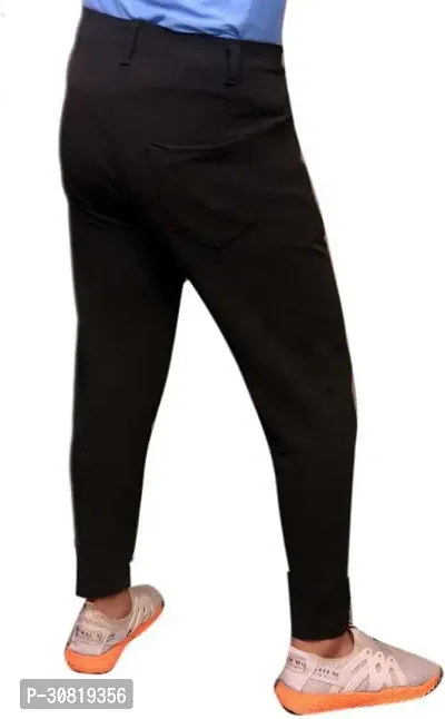 Mevan Stylish Black Lycra Blend Solid Regular Fit Trouser For Men-thumb2