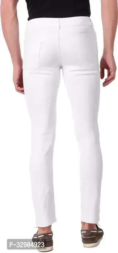 Stylish White Denim Solid Regular Fit Jeans For Men-thumb2