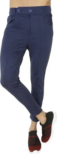 Mevan Comfortable Blue Polyester Regular Track Pants For Men-thumb0