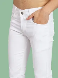 Stylish White Solid Tapered Fit  Denim Jeans For Men-thumb2