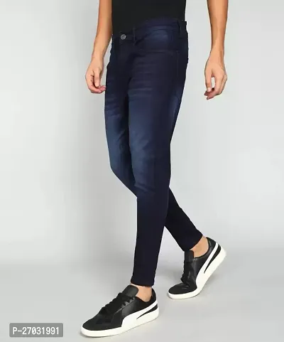 Classic Blue Denim Solid Jeans For Men-thumb2