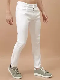 Stylish White Denim Solid Regular Fit Jeans For Men-thumb2