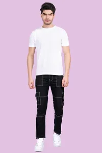 Stylish Black Solid Regular Fit Denim Jeans For Men-thumb3