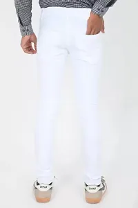 Stylish White Denim Solid Regular Fit Jeans For Men-thumb1