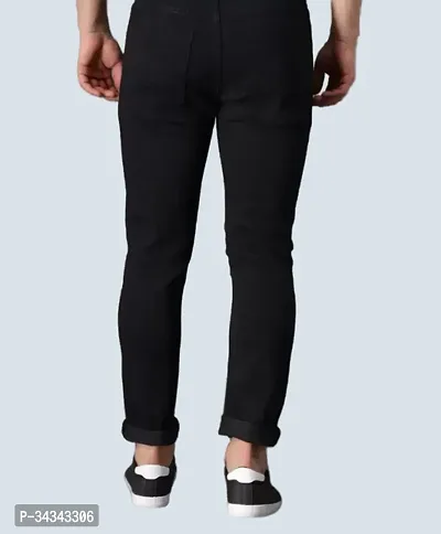 Stylish Black Denim Solid Jeans For Men-thumb2