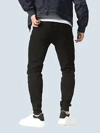 Stylish Black Denim Solid Jeans For Men-thumb1