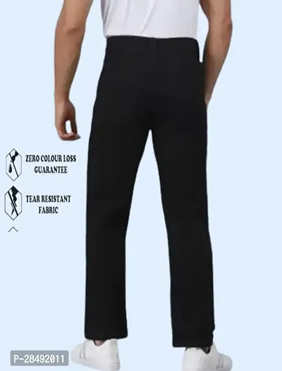 Stylish Black Denim Solid Regular Fit Mid-Rise Jeans For Men-thumb2