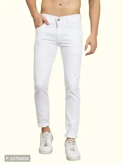 COMFITS Men's Regular Slim Fit Tapered Jeans (32) White