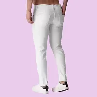 Stylish White Denim Solid Mid-Rise Jeans For Men-thumb1